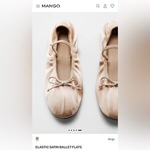 Mango Beige Satin Ballet Flats